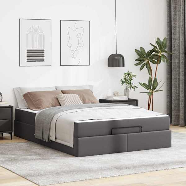 Panipaigaga voodiraam koos madratsiga, hall, 140 × 190 cm — mudel 3399427