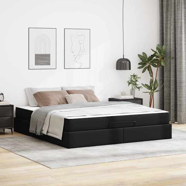 Panipaigaga voodiraam koos madratsiga, must, 180 × 200 cm — mudel 3399437