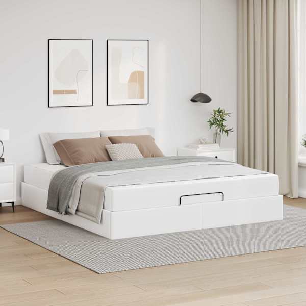 Panipaigaga voodiraam koos madratsiga, valge, 180 × 200 cm — mudel 3399438