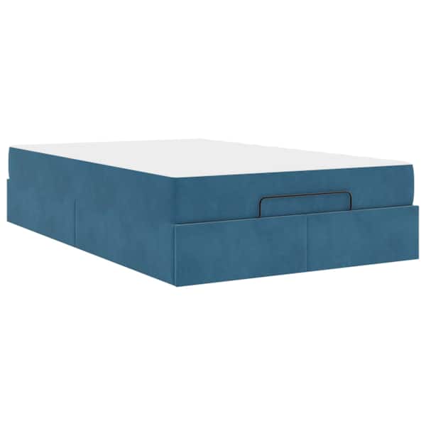 Voodiraam koos madratsiga, sinine, 120 × 190 cm, samet — mudel 3399550
