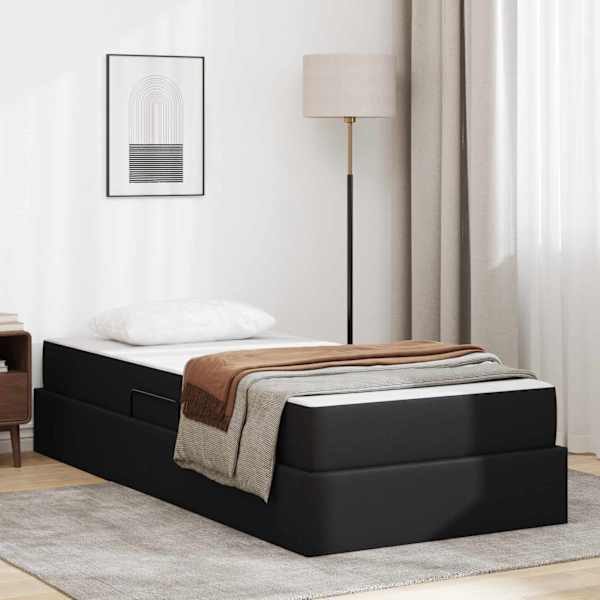 Panipaigaga voodiraam koos madratsiga, must, 90 × 190 cm — mudel 3399588