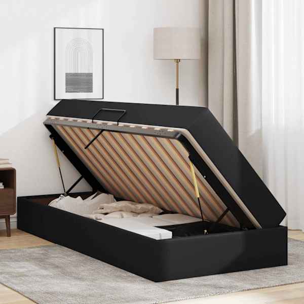 Panipaigaga voodiraam koos madratsiga, must, 90 × 190 cm — mudel 3399588