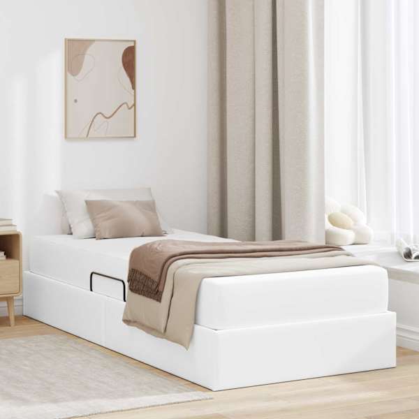 Panipaigaga voodiraam koos madratsiga, valge, 90 × 200 cm — mudel 3399593