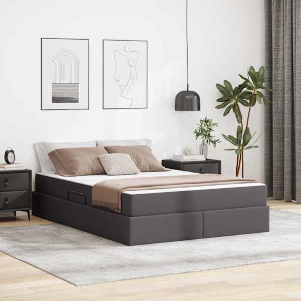 Panipaigaga voodiraam koos madratsiga, hall, 140 × 190 cm — mudel 3399610