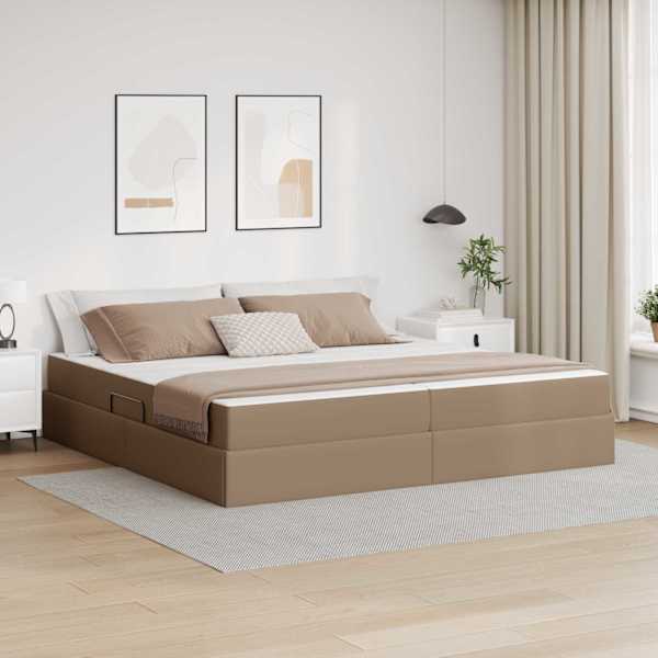 Panipaigaga voodiraam koos 2 madratsiga, cappuccino, 200 × 200 cm — mudel 3399627