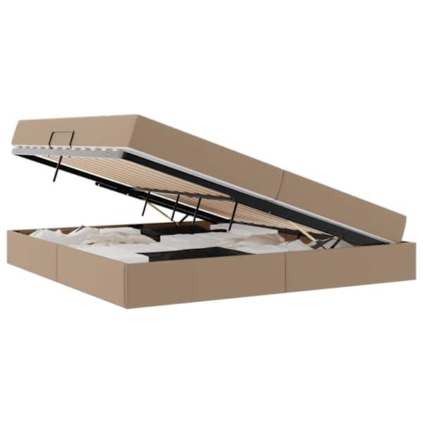 Panipaigaga voodiraam koos 2 madratsiga, cappuccino, 200 × 200 cm — mudel 3399627