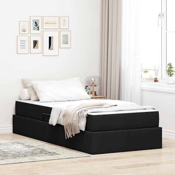 Panipaigaga voodiraam koos madratsiga, must, 90 × 200 cm — mudel 3399636