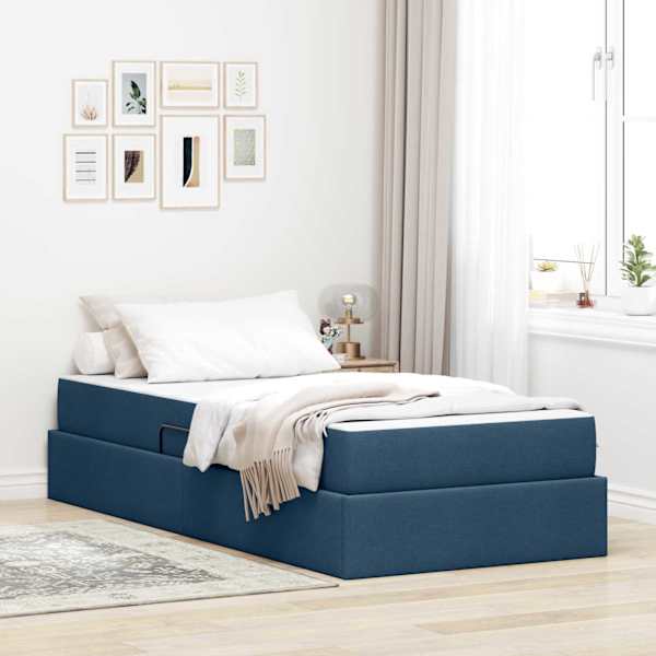 Panipaigaga voodiraam koos madratsiga, sinine, 90 × 200 cm — mudel 3399639