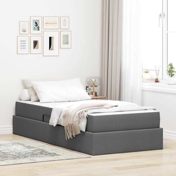 Panipaigaga voodiraam koos madratsiga, tumehall, 100 × 200 cm — mudel 3399641
