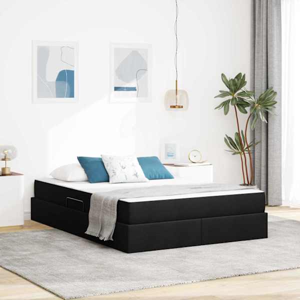 Panipaigaga voodiraam koos madratsiga, must, 140 × 200 cm — mudel 3399666
