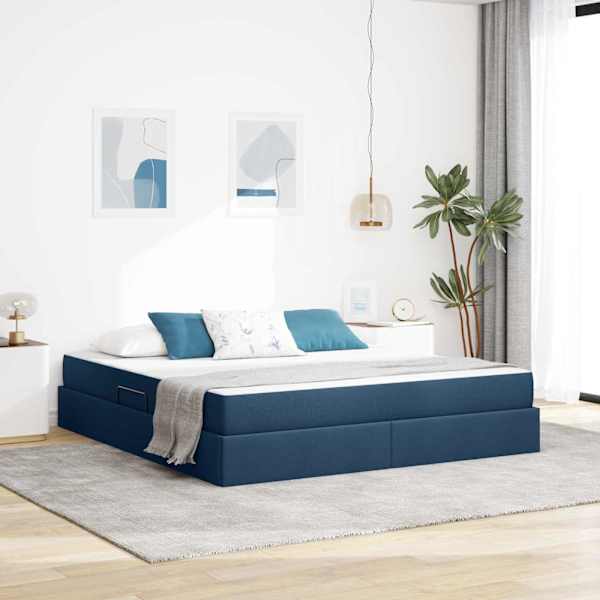 Panipaigaga voodiraam koos madratsiga, sinine, 160 × 200 cm — mudel 3399675