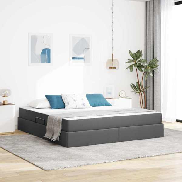 Panipaigaga voodiraam koos madratsiga, tumehall, 180 × 200 cm — mudel 3399677