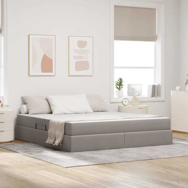 Panipaigaga voodiraam koos madratsiga, pruunikashall, 180 × 200 cm — mudel 3399679