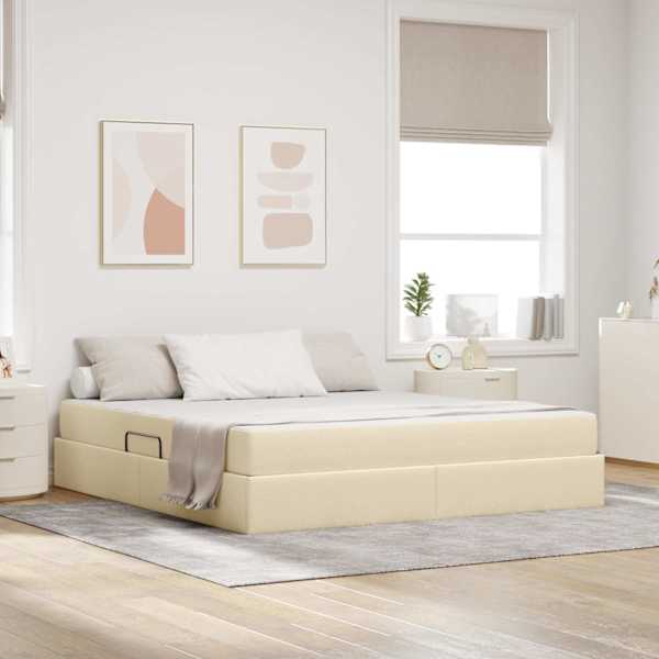 Panipaigaga voodiraam koos madratsiga, kreemjasvalge, 180 × 200 cm — mudel 3399680