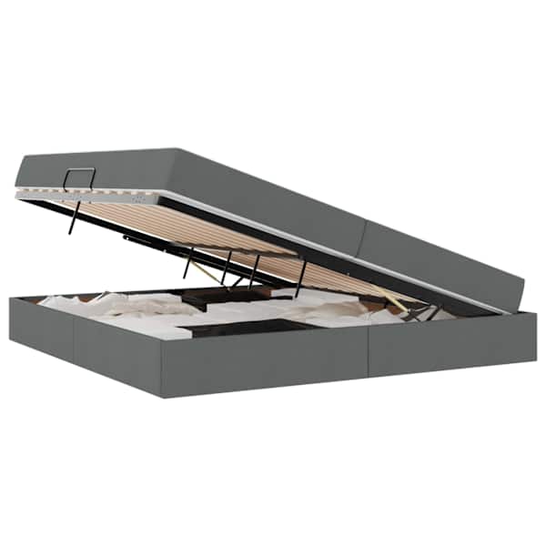 Panipaigaga voodiraam koos 2 madratsiga, tumehall, 200 × 200 cm — mudel 3399683