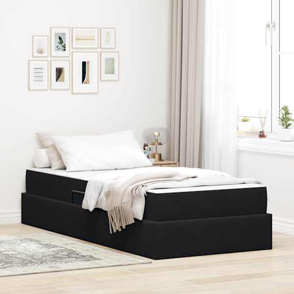 Panipaigaga voodiraam koos madratsiga, must, 90 × 190 cm, samet — mudel 3399690