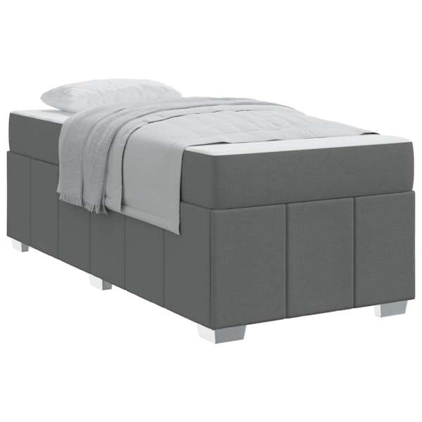 Voodiraam koos madratsiga, tumehall, 120 × 190 cm, kangas — mudel 3398273