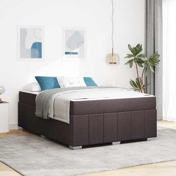 Voodiraam koos madratsiga, tumepruun, 140 × 200 cm, kangas — mudel 3398289