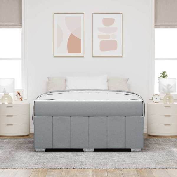 Voodiraam koos madratsiga, helehall, 160 × 200 cm, kangas — mudel 3398293