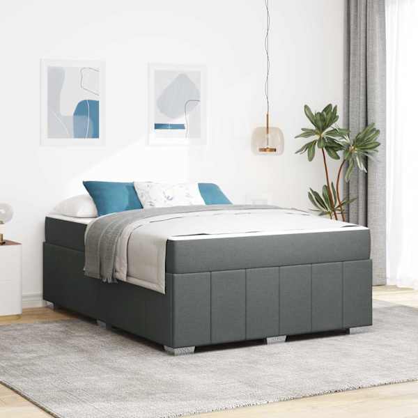 Voodiraam koos madratsiga, tumehall, 160 × 200 cm, kangas — mudel 3398294