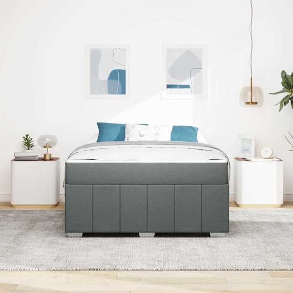 Voodiraam koos madratsiga, tumehall, 160 × 200 cm, kangas — mudel 3398294