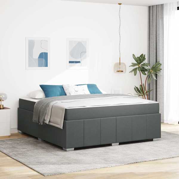 Voodiraam koos madratsiga, tumehall, 180 × 200 cm, kangas — mudel 3398301