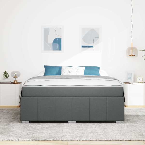 Voodiraam koos madratsiga, tumehall, 180 × 200 cm, kangas — mudel 3398301