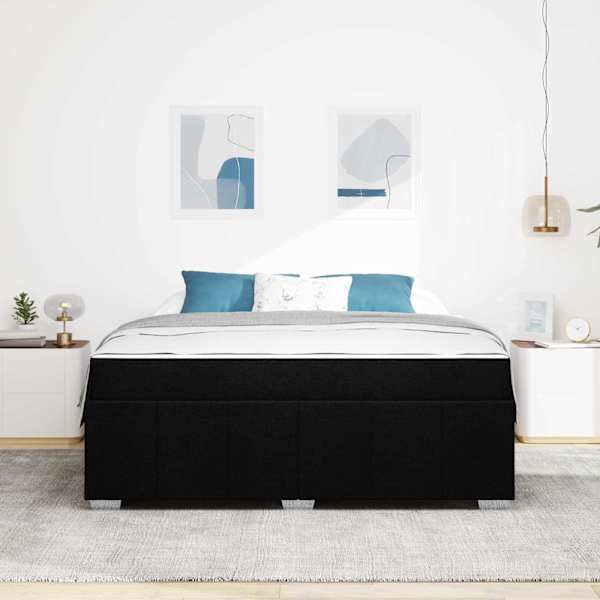 Voodiraam koos madratsiga, must, 180 × 200 cm, kangas — mudel 3398302