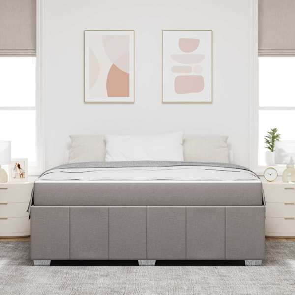 Voodiraam koos madratsiga, pruunikashall, 180 × 200 cm, kangas — mudel 3398304