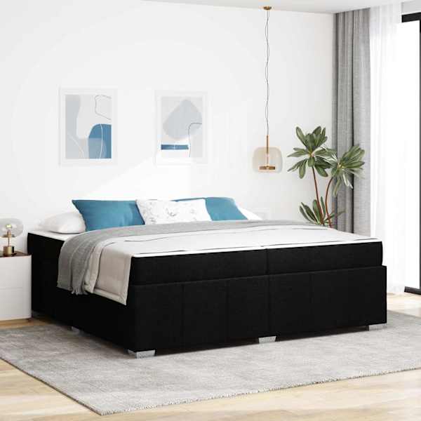 Voodiraam koos madratsiga, must, 200 × 200 cm, kangas — mudel 3398309
