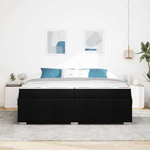 Voodiraam koos madratsiga, must, 200 × 200 cm, kangas — mudel 3398309