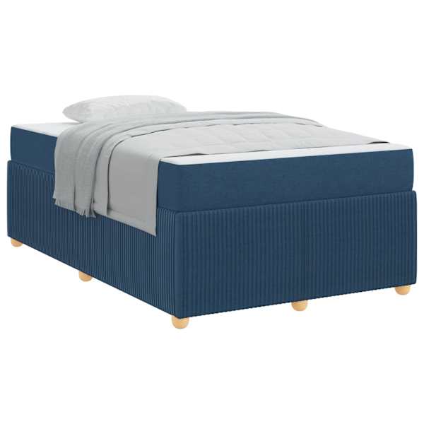 Voodiraam koos madratsiga, sinine, 120 × 190 cm, kangas — mudel 3398372