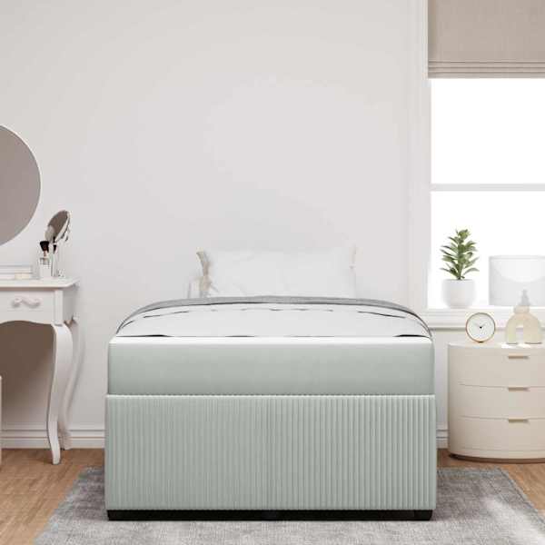 Voodiraam koos madratsiga, helehall, 120 × 190 cm, kangas — mudel 3398373