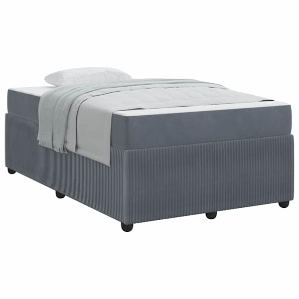 Voodiraam koos madratsiga, tumehall, 120 × 190 cm, kangas — mudel 3398374