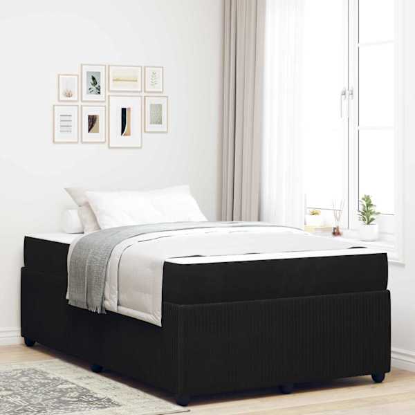 Voodiraam koos madratsiga, must, 120 × 190 cm, kangas — mudel 3398375
