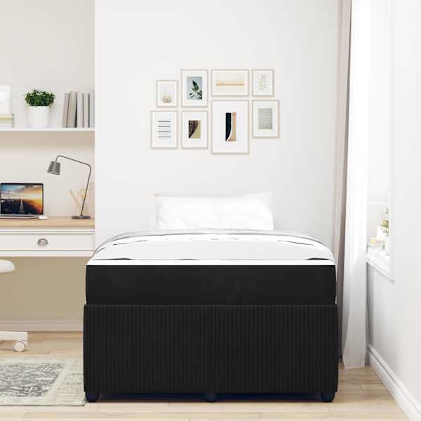 Voodiraam koos madratsiga, must, 120 × 190 cm, kangas — mudel 3398375