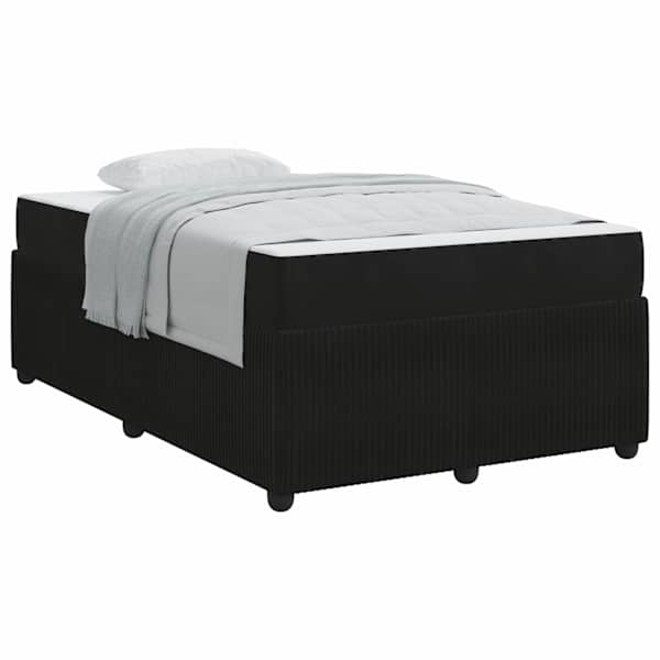 Voodiraam koos madratsiga, must, 120 × 190 cm, kangas — mudel 3398375