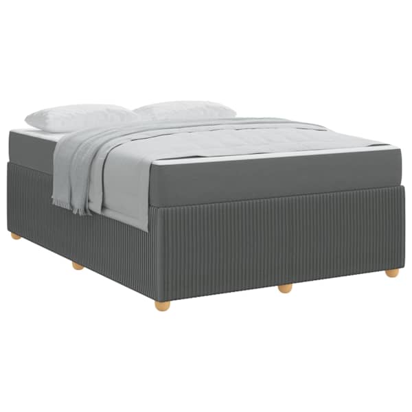 Voodiraam koos madratsiga, tumehall, 160 × 200 cm, kangas — mudel 3398406