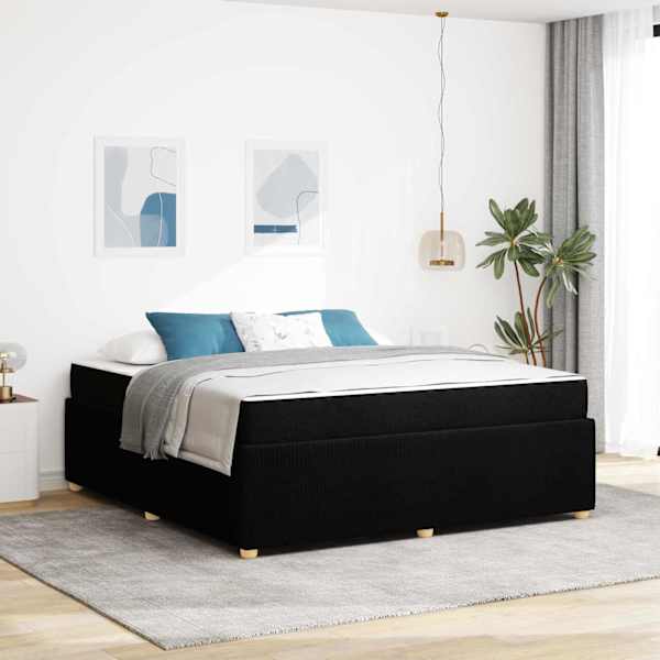 Voodiraam koos madratsiga, must, 180 × 200 cm, kangas — mudel 3398420