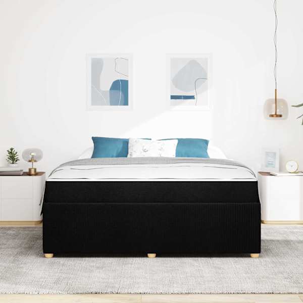 Voodiraam koos madratsiga, must, 180 × 200 cm, kangas — mudel 3398420
