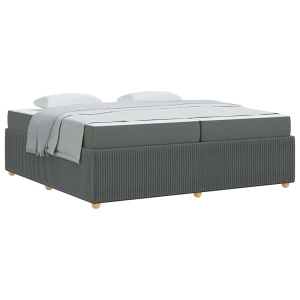Voodiraam koos madratsiga, tumehall, 200 × 200 cm, kangas — mudel 3398432