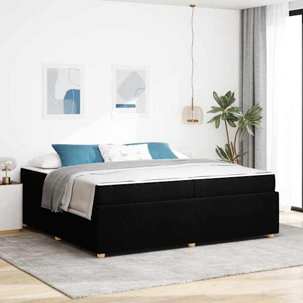 Voodiraam koos madratsiga, must, 200 × 200 cm, kangas — mudel 3398433