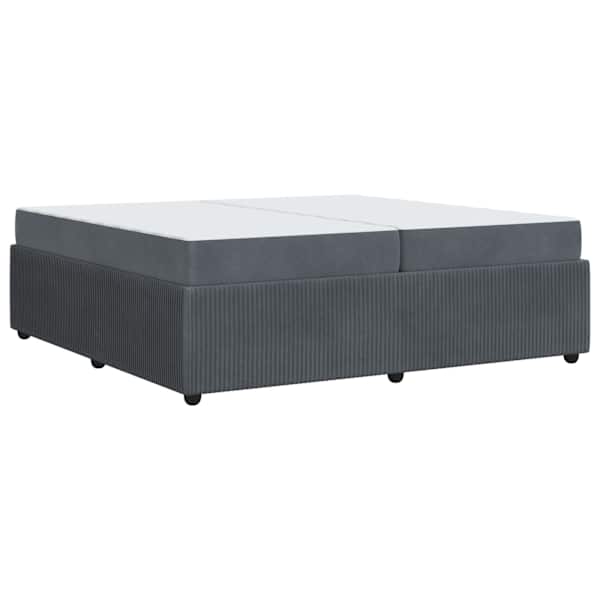 Voodiraam koos madratsiga, tumehall, 200 × 200 cm, kangas — mudel 3398439