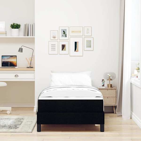 Kontinentaalvoodi koos madratsiga, must, 90 × 190 cm, kangas — mudel 3398453