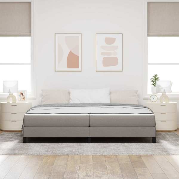 Kontinentaalvoodi koos 2 madratsiga, pruunikashall, 200 × 200 cm, kangas — mudel 3398518