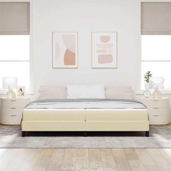 Kontinentaalvoodi koos 2 madratsiga, kreemjasvalge, 200 × 200 cm, kangas — mudel 3398519
