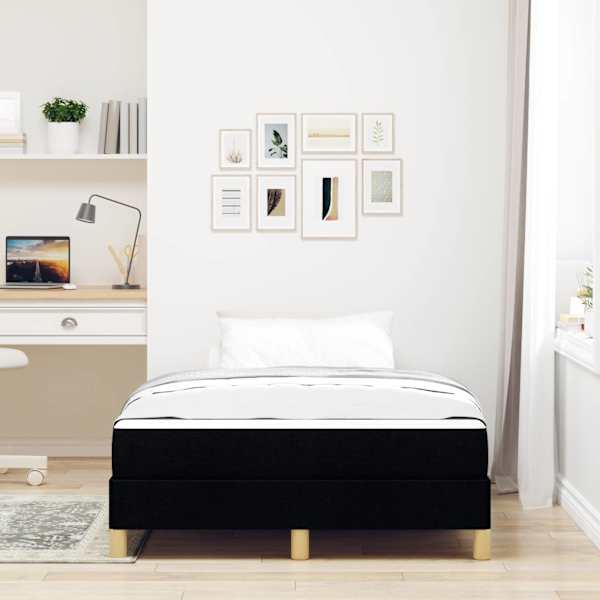 Kontinentaalvoodi koos madratsiga, must, 120 × 190 cm, kangas — mudel 3398551