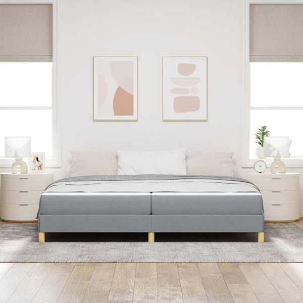 Kontinentaalvoodi koos 2 madratsiga, helehall, 200 × 200 cm, kangas — mudel 3398591