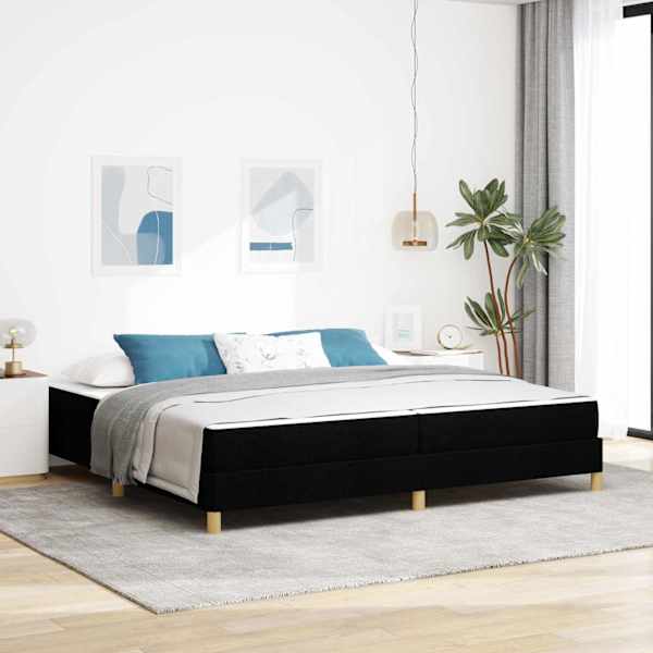 Kontinentaalvoodi koos 2 madratsiga, must, 200 × 200 cm, kangas — mudel 3398593