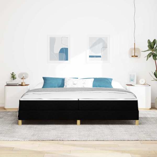 Kontinentaalvoodi koos 2 madratsiga, must, 200 × 200 cm, kangas — mudel 3398593
